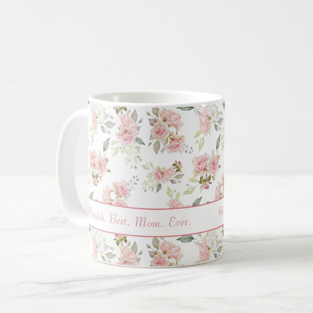 Pink Beste Mama je benannt Kaffeetasse (Vorderseite Links)