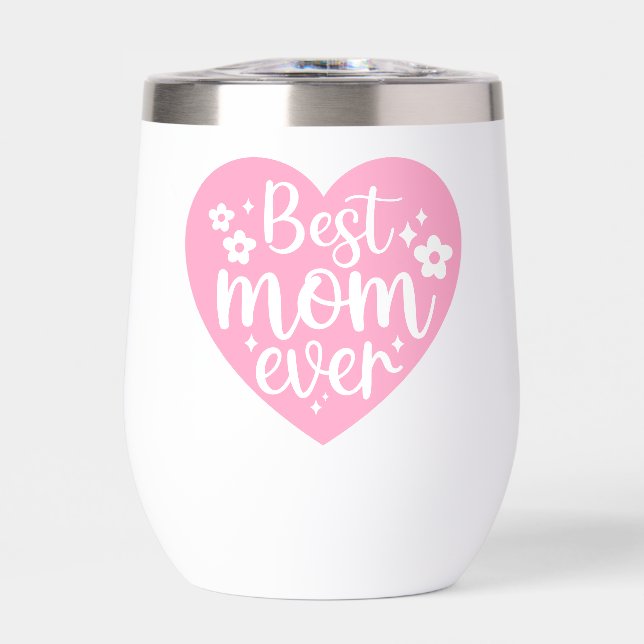 Pink Beste Mama je Retro Blumenform (Vorderseite)