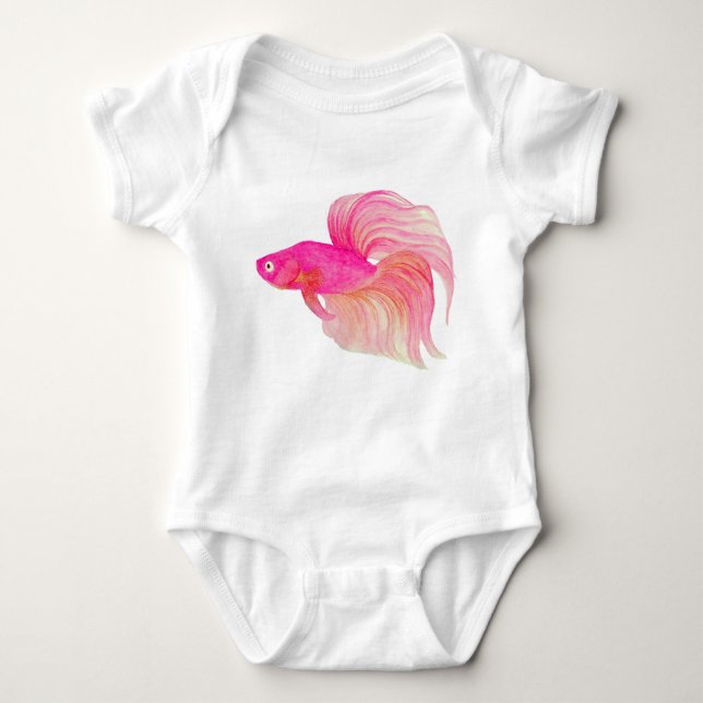 Pink Betta Fish Baby Strampler (Vorderseite)