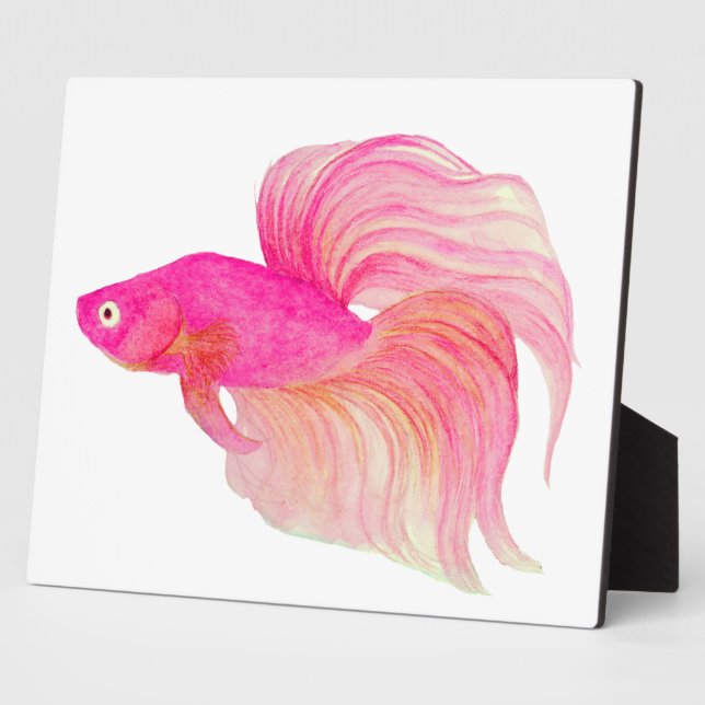 Pink Betta Fish Watercolor Fotoplatte (Seite)
