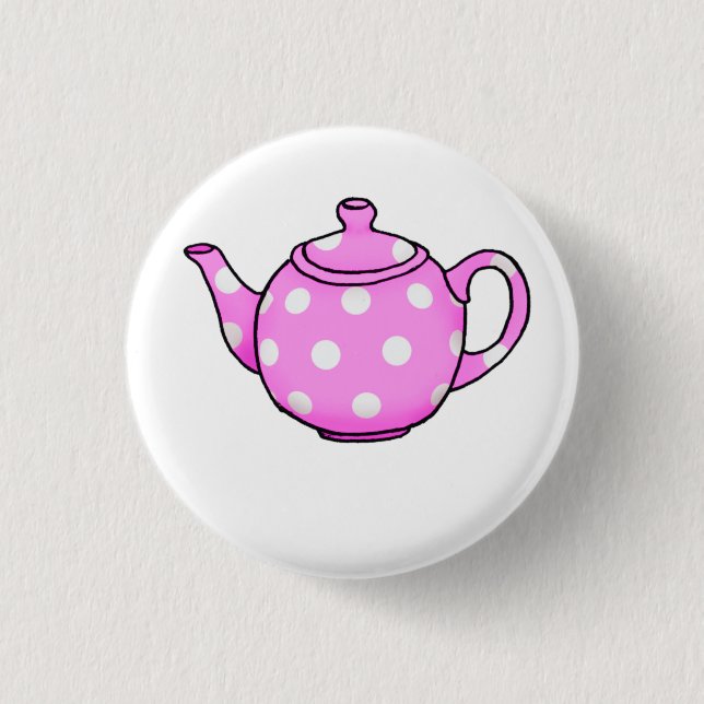 Pink Betty Teapot Square Sticker Button (Vorderseite)