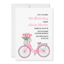 Pink Bicycle Basket Tulip Blume jedes Alter Geburt