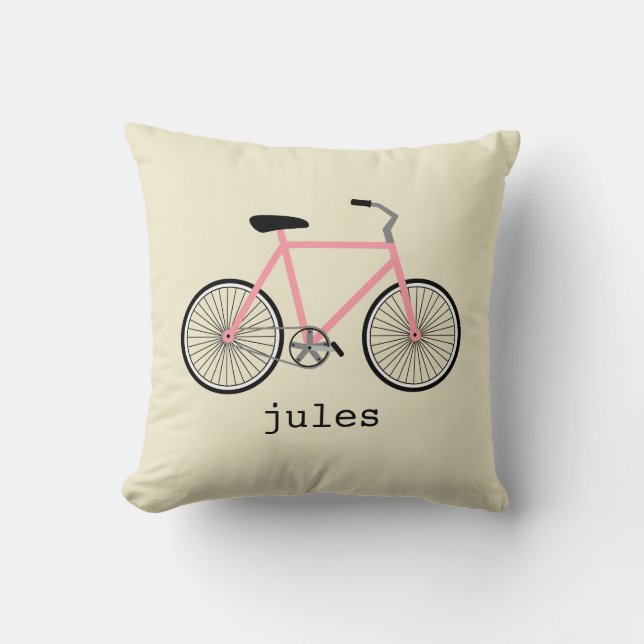Pink Bicycle Personalisiert Kissen (Vorderseite)