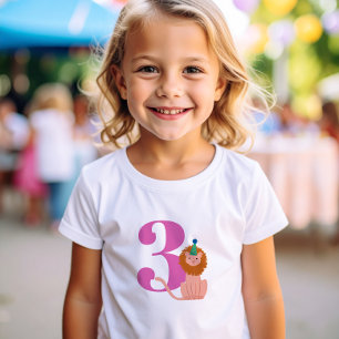 Pink Big Year Birthday Party Lion T-Shirt