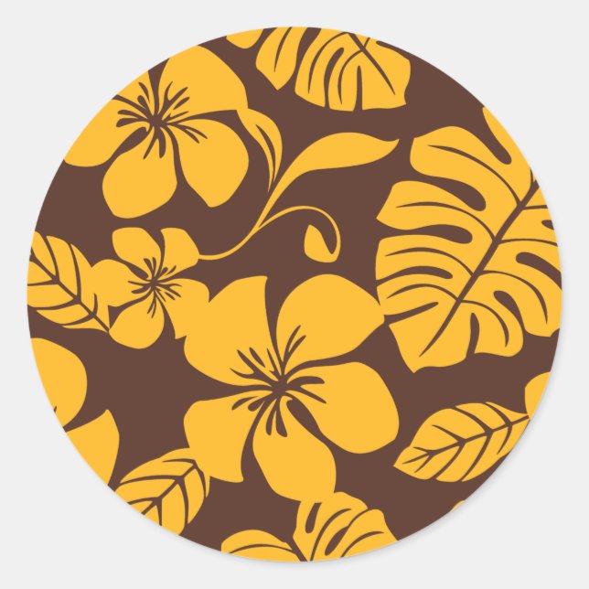PINK BIKINI (BROWN/GOLD) CLASSIC ROUND STICKER (Vorderseite)