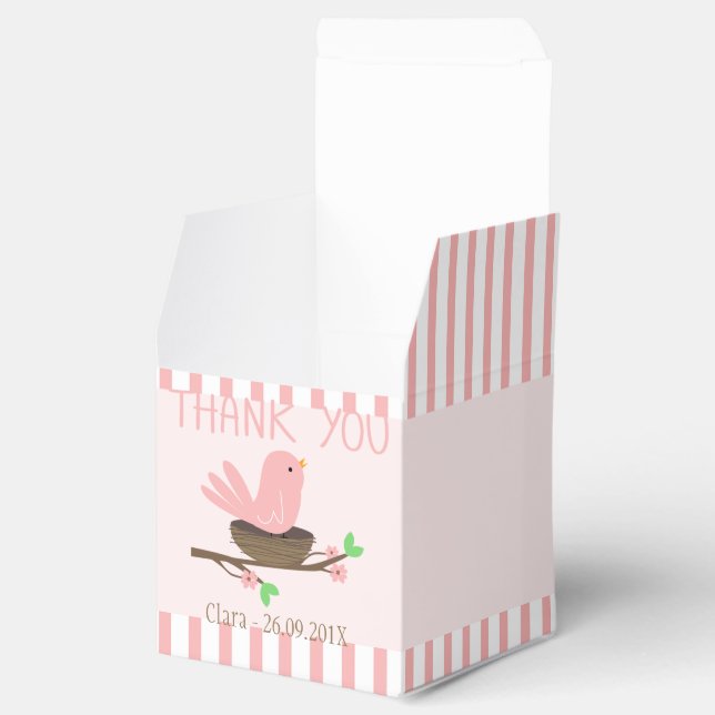 Pink Bird and Nest Baby Showbox Geschenkschachtel (Geöffnet)
