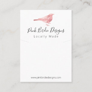 Pink Bird Handmade Juwelier Necklace Pendant Visitenkarte