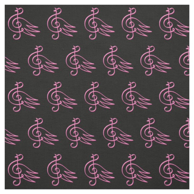 Pink Bird Music Pattern Stoff (Muster)