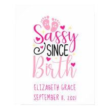 Pink Birth Stats Baby Footprint Seit der Geburt