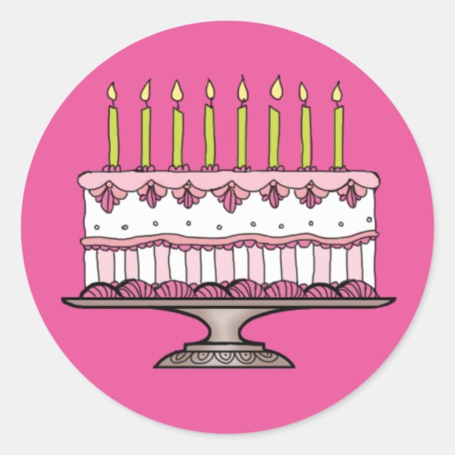 Pink Birthday Cake Sticker (Vorderseite)