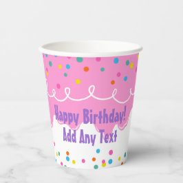 Pink Birthday Cake Zuckerguss Paper Cup Pappbecher
