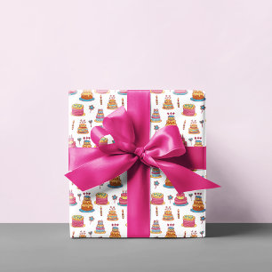 Pink Birthday Cakes Pattern Geschenkpapier