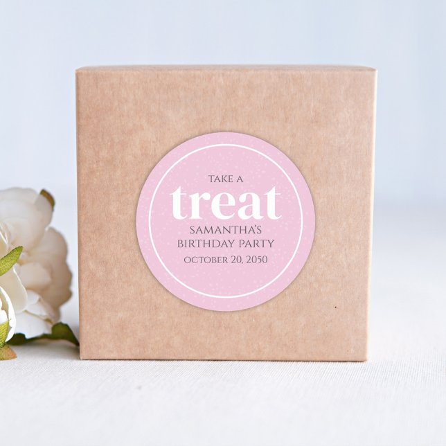 Pink Birthday Einfach Minimalistisch Moderne Lecke Runder Aufkleber (Von Creator hochgeladen)