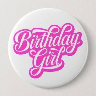 Pink Birthday Girl Button