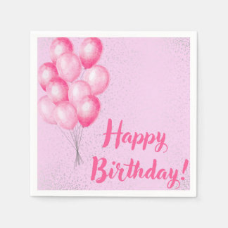 Pink Birthday Napkins Serviette