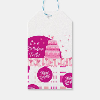 Pink Birthday Party Geschenkanhänger