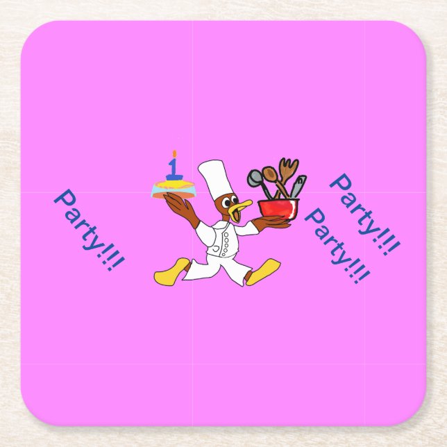 Pink Birthday Party  Rechteckiger Pappuntersetzer (Vorderseite)