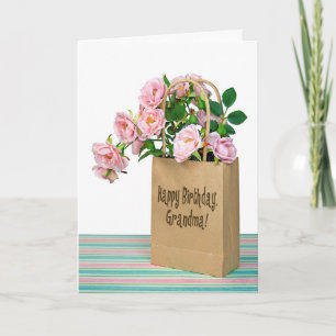 Pink Birthday Roses for Grandma Karte