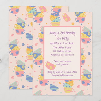 Pink Birthday Tea Party Kindererregung Einladung