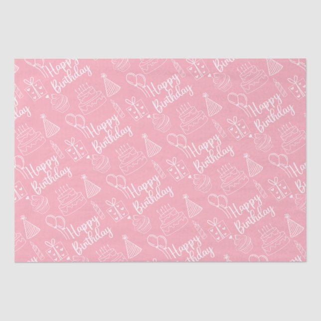 Pink Birthday Tissue Paper Seidenpapier (Vorderseite)