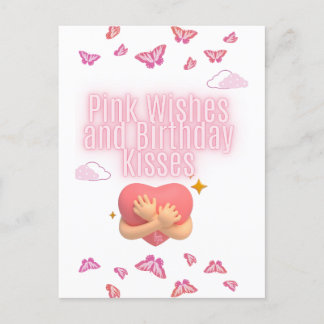Pink Birthday Wishes Card Postkarte