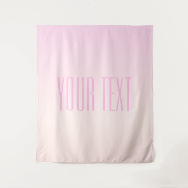 Pink bis Peach Sunset Ombre mit anpassbarem Text Wandteppich (Vorderseite)