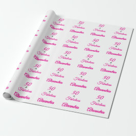 Pink Black 50 & Fabulous 50th  Birthday  Geschenkpapier