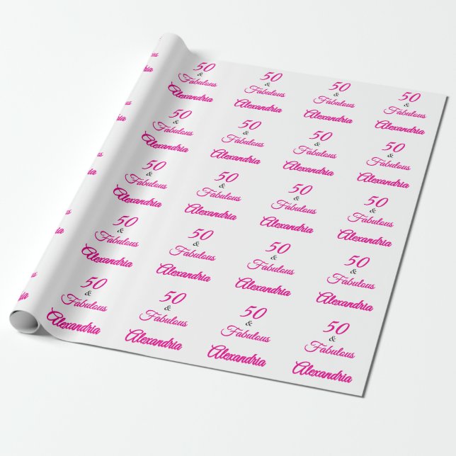 Pink Black 50 & Fabulous 50th  Birthday  Geschenkpapier (Ungerollt)