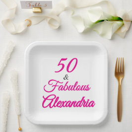 Pink Black 50 & Fabulous 50th  Birthday  Pappteller