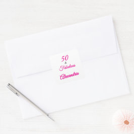 Pink Black 50 & Fabulous 50th  Birthday  Quadratischer Aufkleber