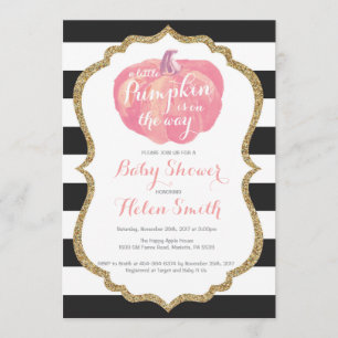 Pink Black and Gold Pumpkin Girl Baby Dusche Einladung