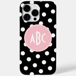 Pink Black and White Polka Dot Monogram title_seo2