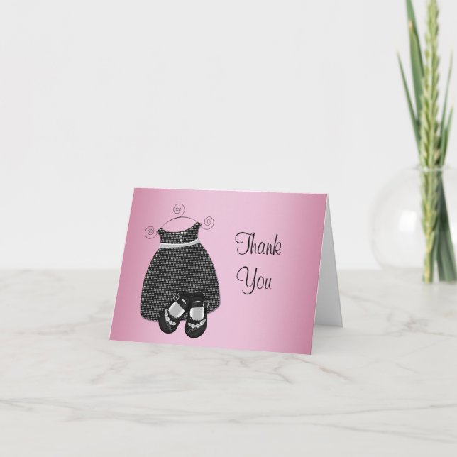 Pink Black Baby Dusche Vielen Dank Karten (Vorderseite)