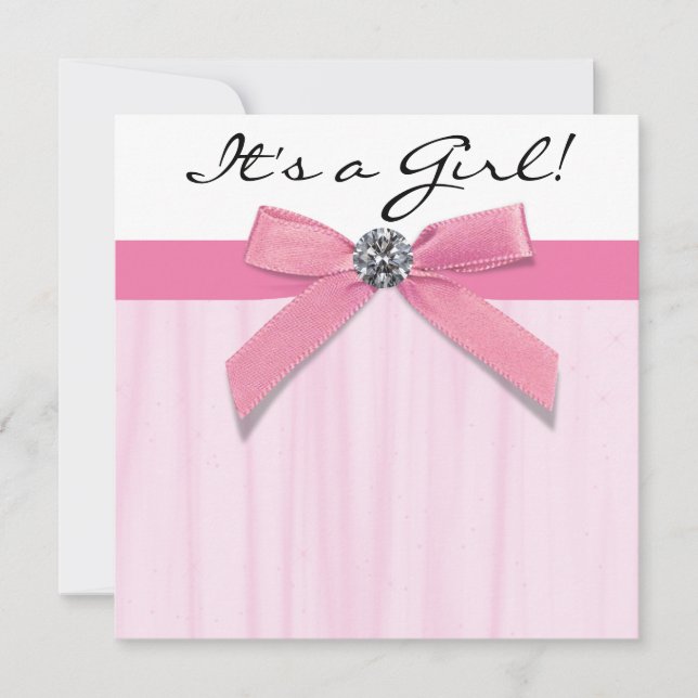 Pink Black Baby Girl Dusche Einladung (Vorderseite)