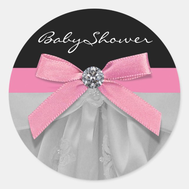 Pink Black Baby Girl Duschkleber Runder Aufkleber (Vorderseite)
