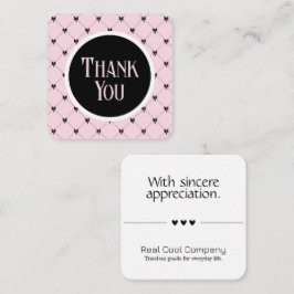 Pink & Black Bow Monogram Thank You Card Begleitkarte
