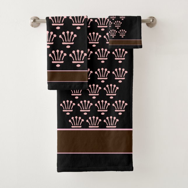 Pink Black Brown Blumenkronen Geschenk Badetuch Se Badhandtuch Set (Insitu)