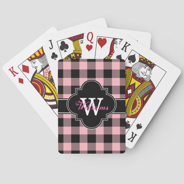 Pink Black Buffalo Karo Kariert Tartan 1IQN Spielkarten (Rückseite)