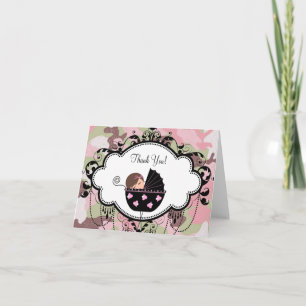 Pink Black Camouflage Baby Vielen Dank Karten