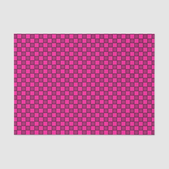 Pink Black Checkerboard Muster Seidenpapier (Vorderseite)