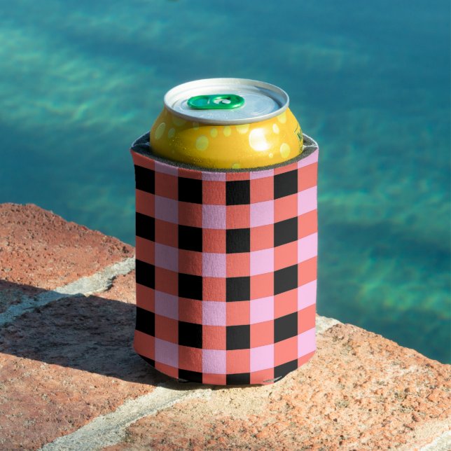 Pink Black Checkered Gingham Pattern Dosenkühler (In Situ Pool)