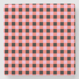 Pink Black Checkered Gingham Pattern Steinuntersetzer