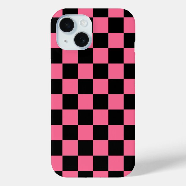 Pink Black Checkered Karo Pattern Case-Mate iPhone Hülle (Rückseite)