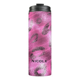 Pink & Black Cheetah Leopard Druckpunkte nach Maß Thermosbecher