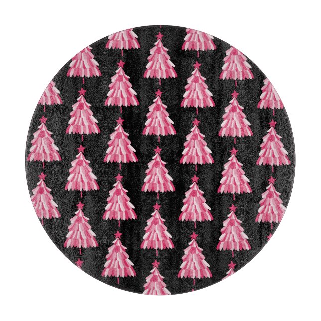 Pink Black Christmas Tree Schneidebrett (Vorderseite)