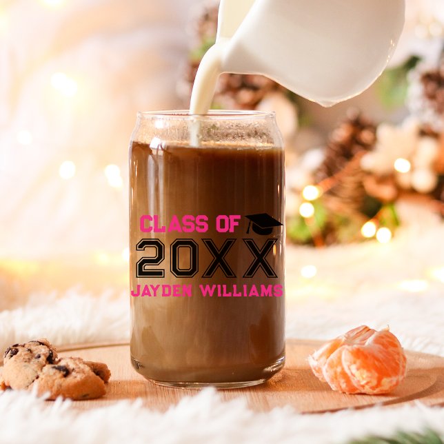 Pink Black Class of 2025 Custom Girl Abschluss Ca Dosenglas (Pink Black Class of 2025 Custom Girl Graduation Ca Can Glass
)