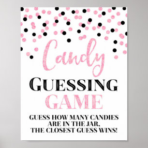 Pink Black Confetti Candy Guessing Game-Zeichen Poster