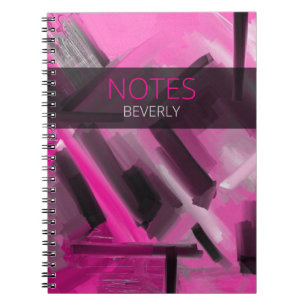 Pink & Black Contemporary Art & Typografie Notizblock