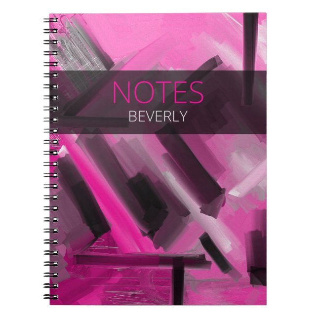 Pink & Black Contemporary Art & Typografie Notizblock (Vorderseite)