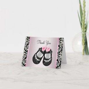 Pink Black Damask Baby Girl Dusche Danke